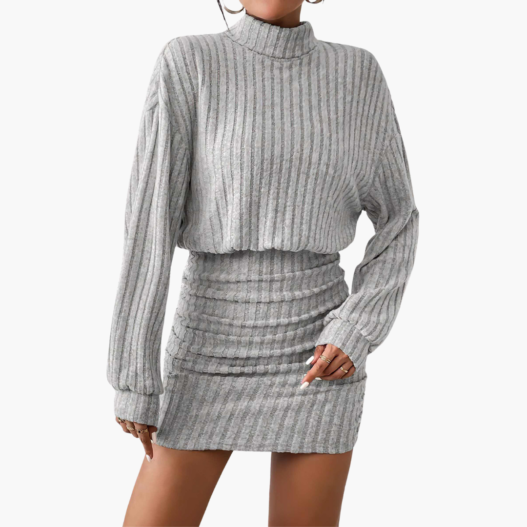 Abito Donna con Collo Alto e Righe Verticali | Altivaro