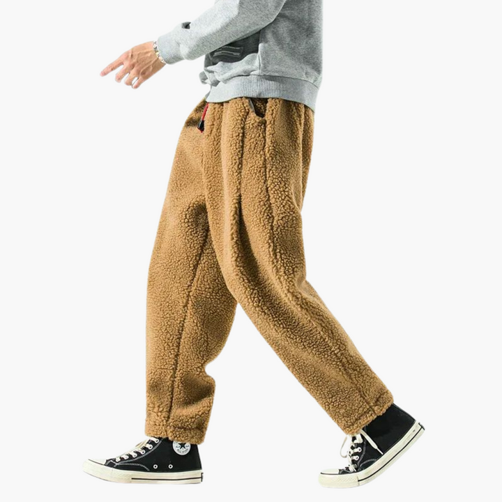 Pantaloni Uomo in Pile con Fascia Rossa | Altivaro