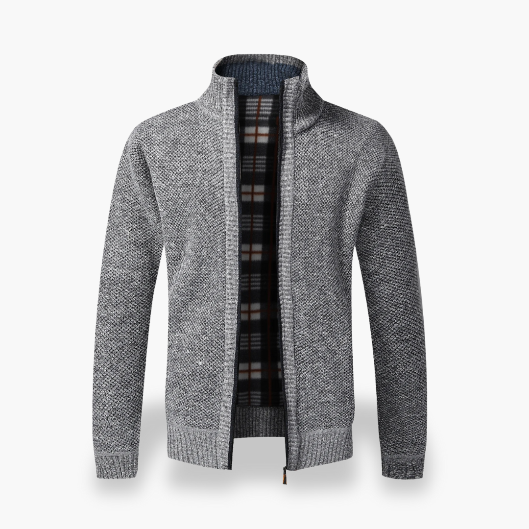Cardigan with Zip and Checkered Lining Men | Altivaro
