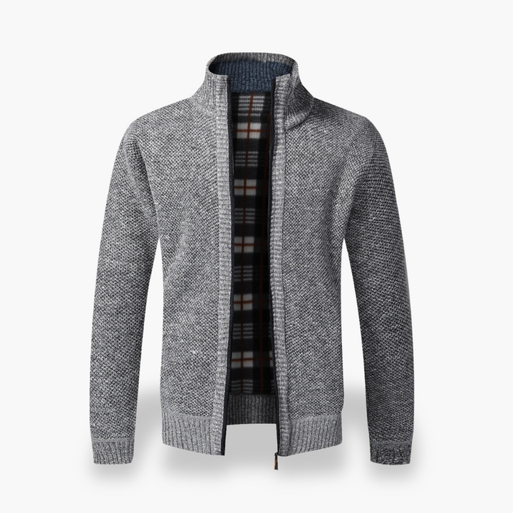 Cardigan with Zip and Checkered Lining Men | Altivaro