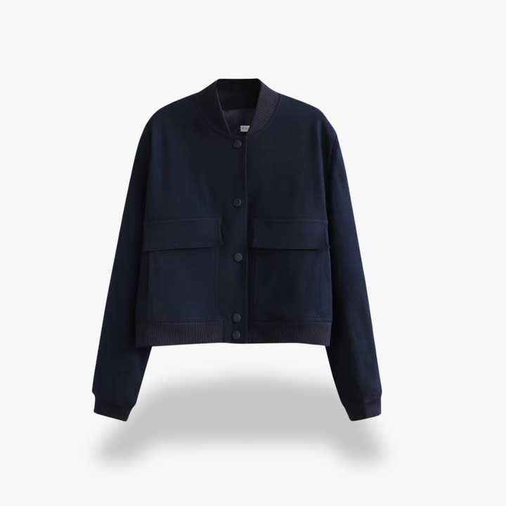 Women's Short Bomber Functional Pockets Spring Jacket | Altivaro
