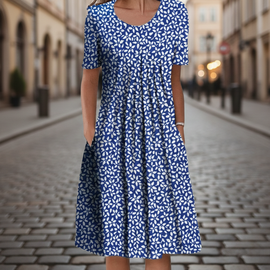 Women's Floral Midi Dress Short Sleeves Fabric | Altivaro