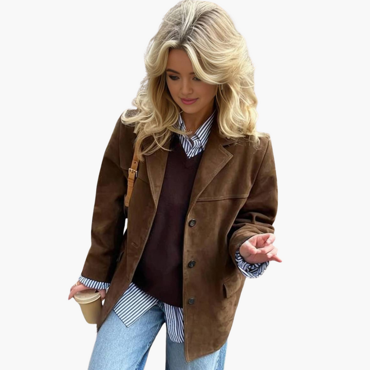 Giacca Donna Oversize in Finta Pelle Scamosciata Autunnale | Altivaro
