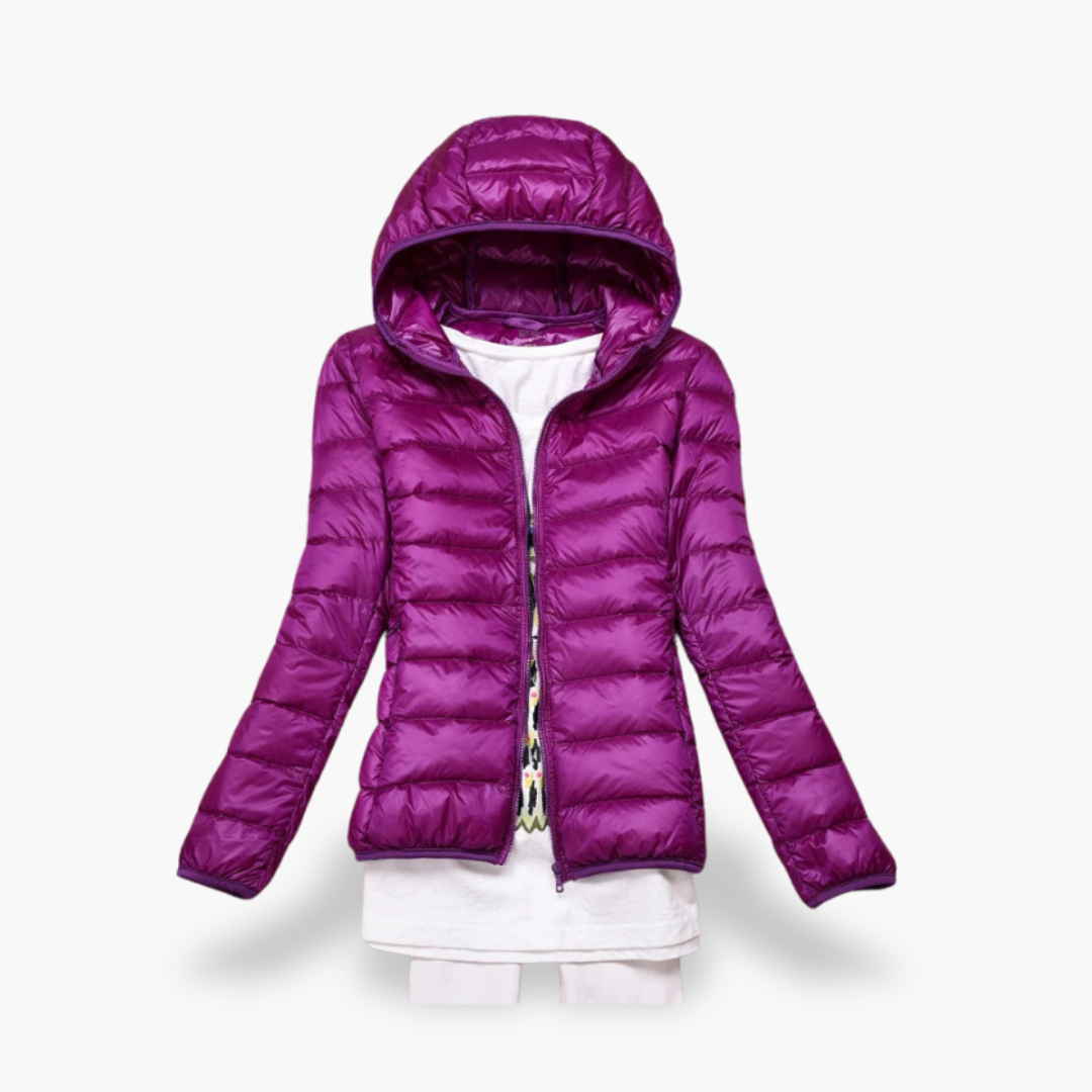 Giacca Piumino Donna Celeste con Cappuccio | Altivaro