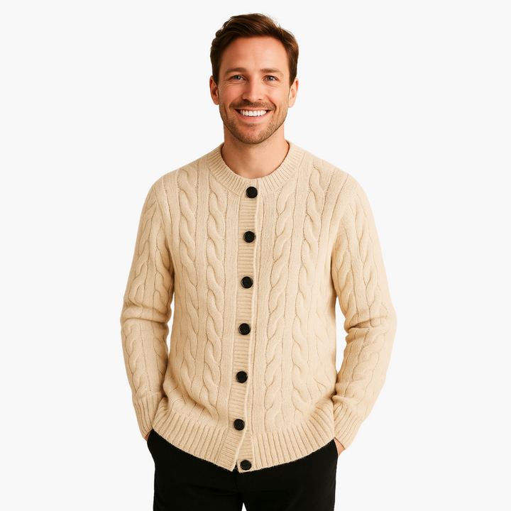 Men's Cardigan Cable Knit Buttons Winter | Altivaro