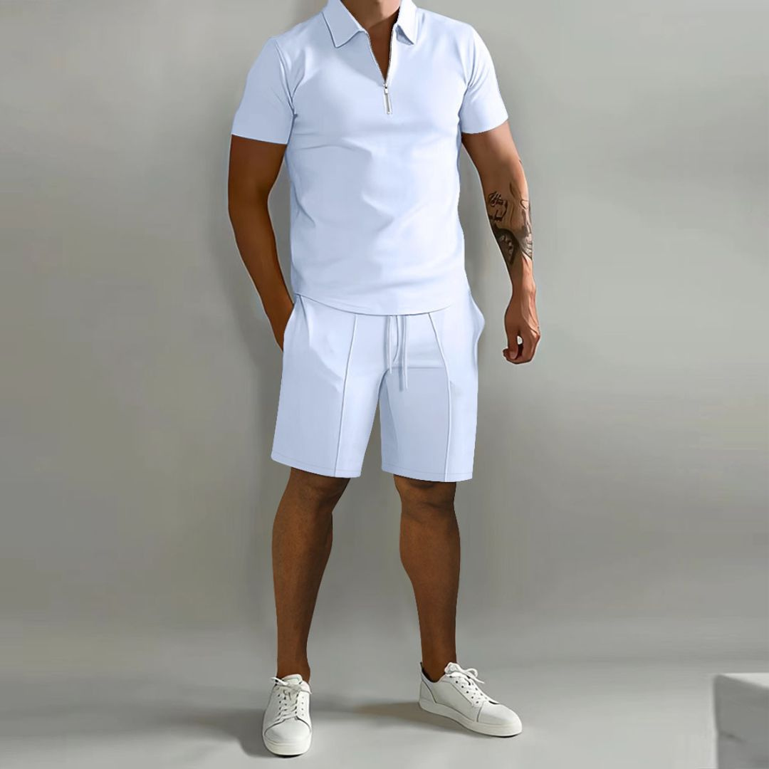 Herren-Set mit Polohemd mit Reißverschluss und Shorts | Altivaro