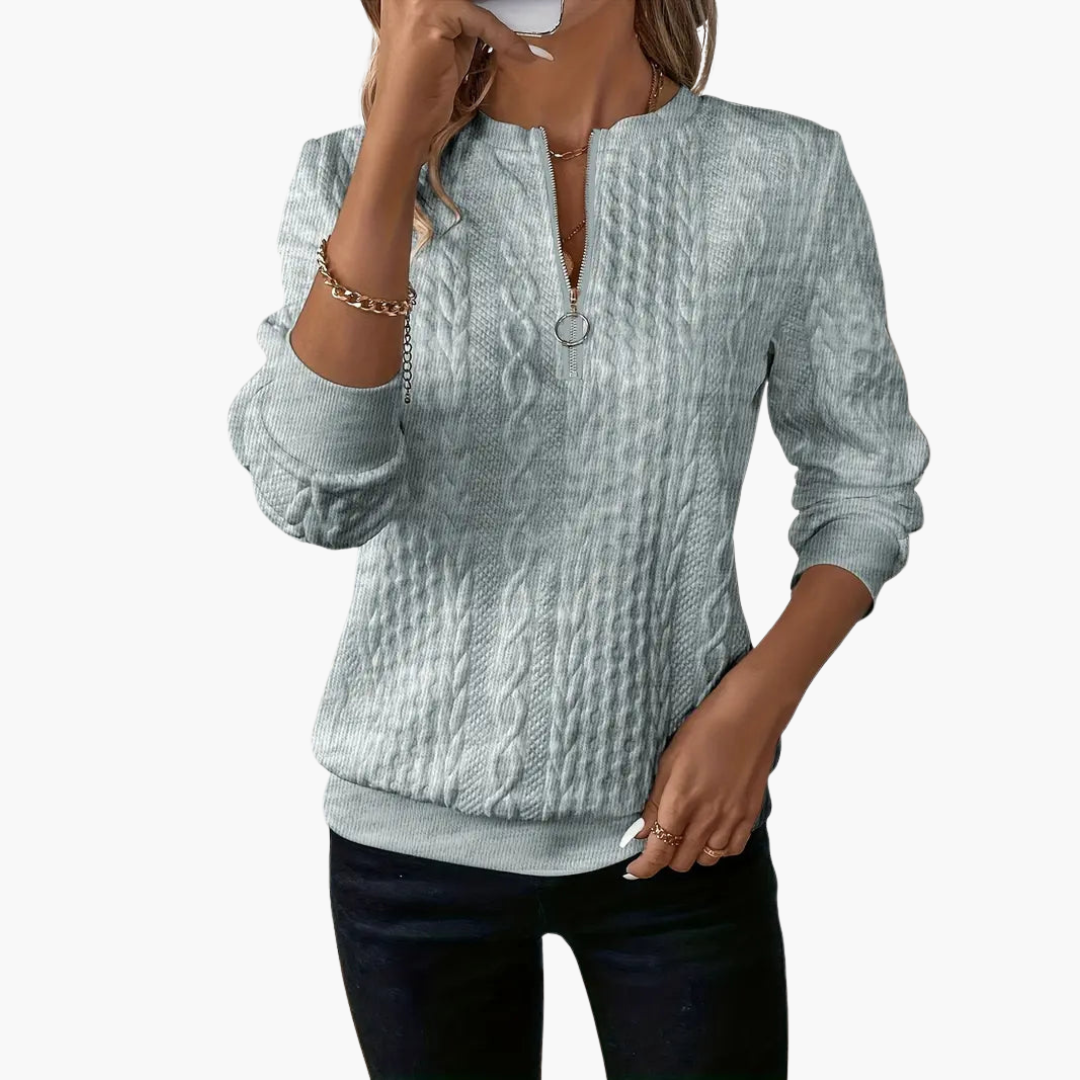 Maglione Donna a Treccia in Maglia con Zip Frontale | Altivaro