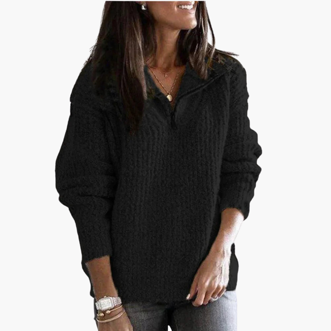 Women's Winter Knit Sweater with Half Zip | Altivaro