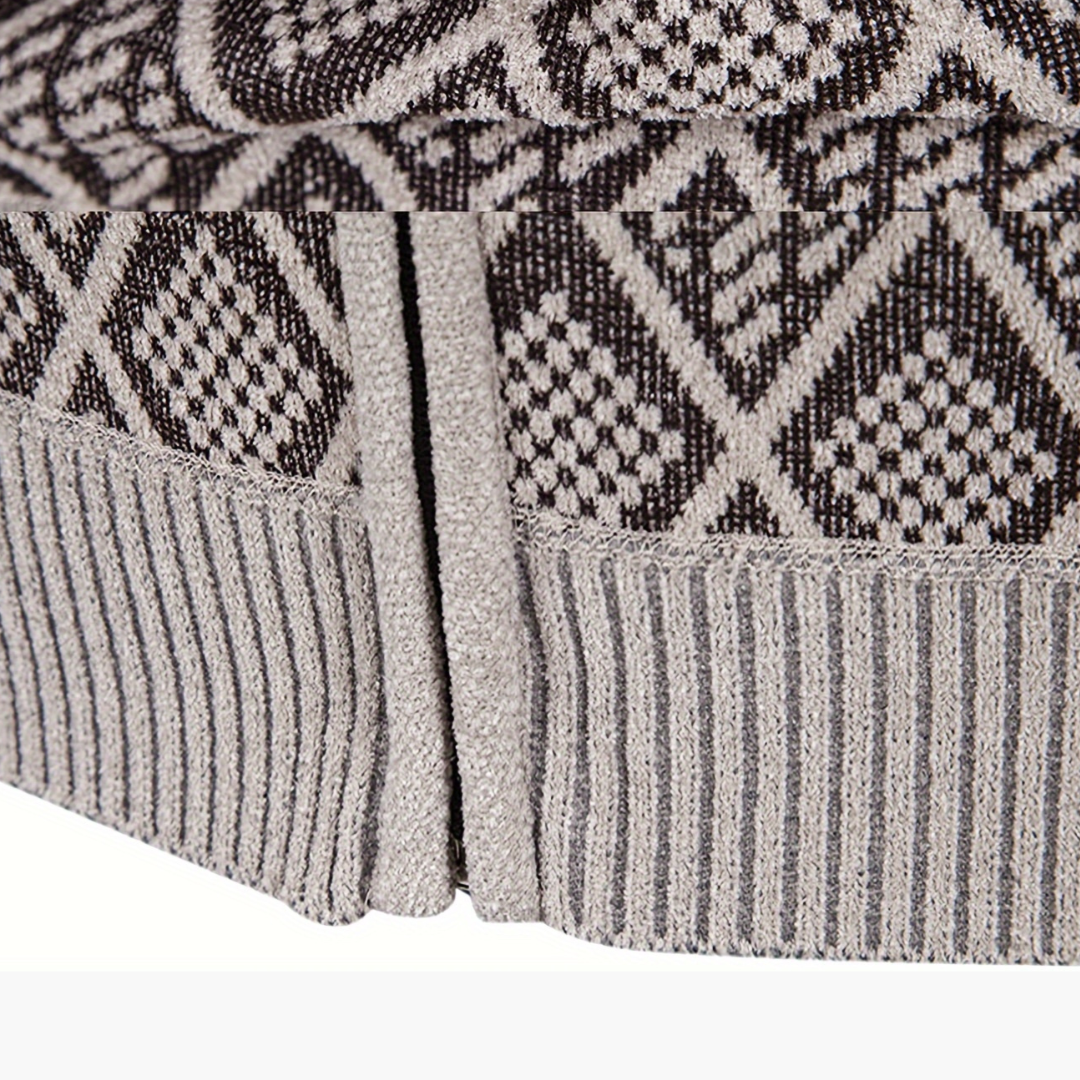 Cardigan Design a Diamante con Zip da Uomo | Altivaro