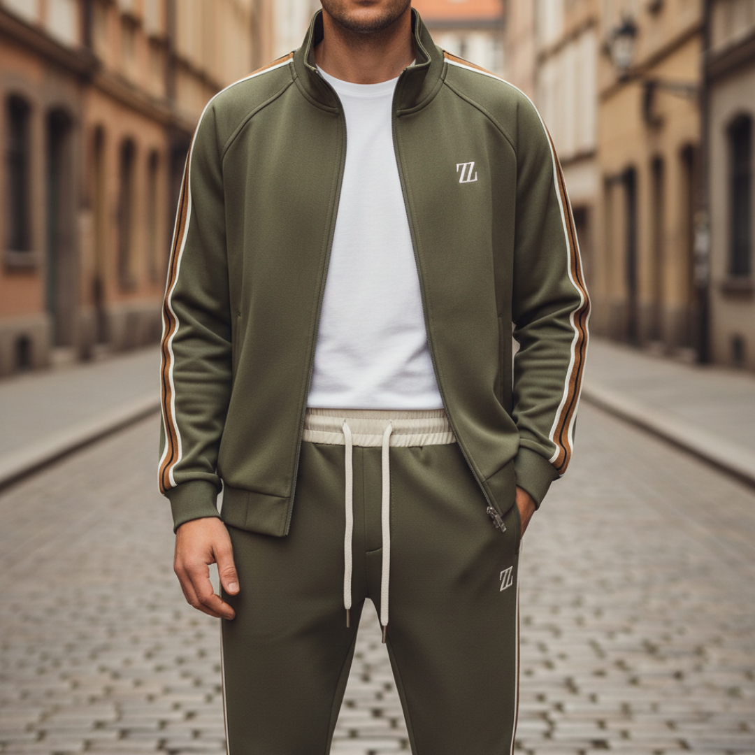 Lightweight Men's Sports Suit with Stripes and Zip | Altivaro