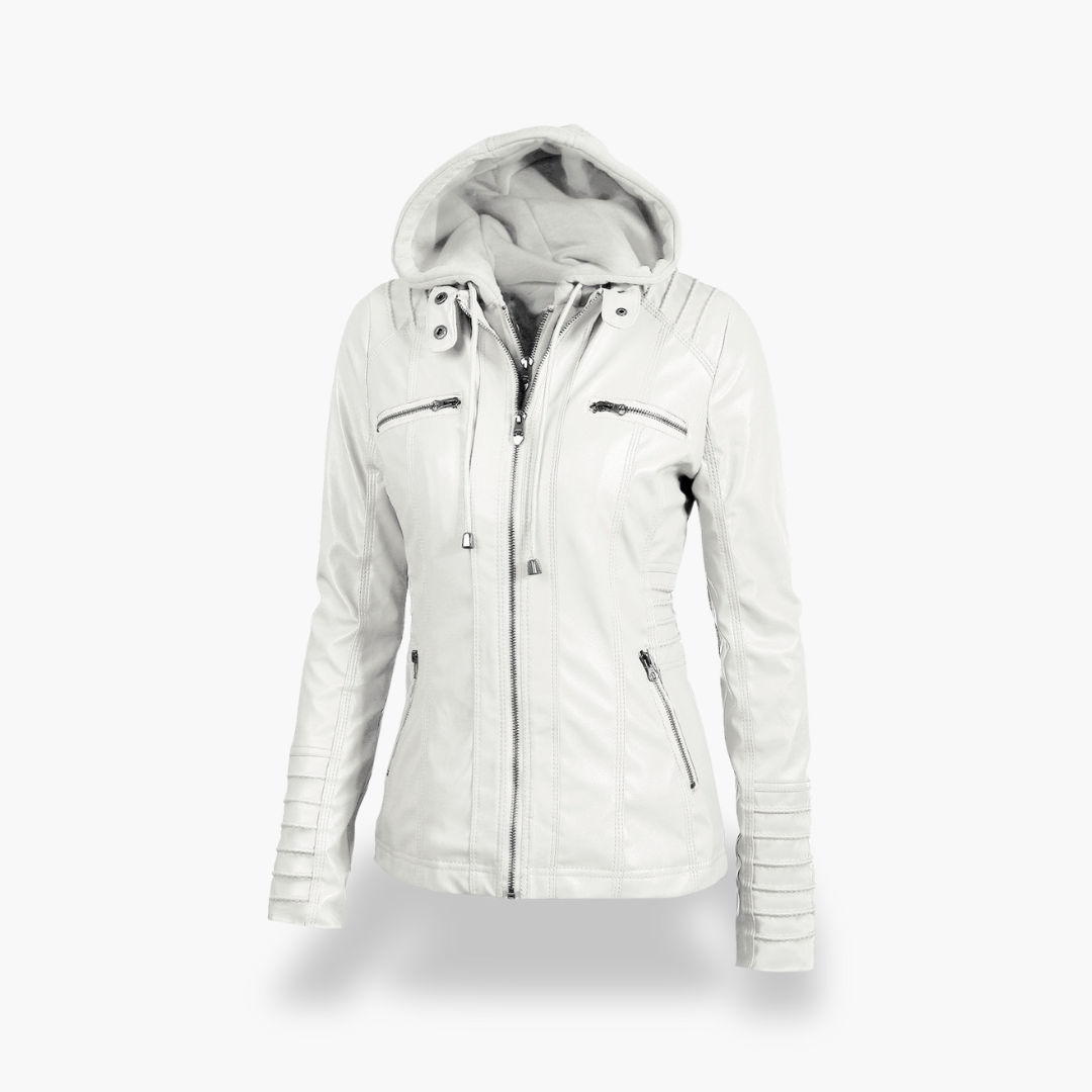 Giacca Donna in Ecopelle con Cappuccio e Zip Slim Fit | Altivaro