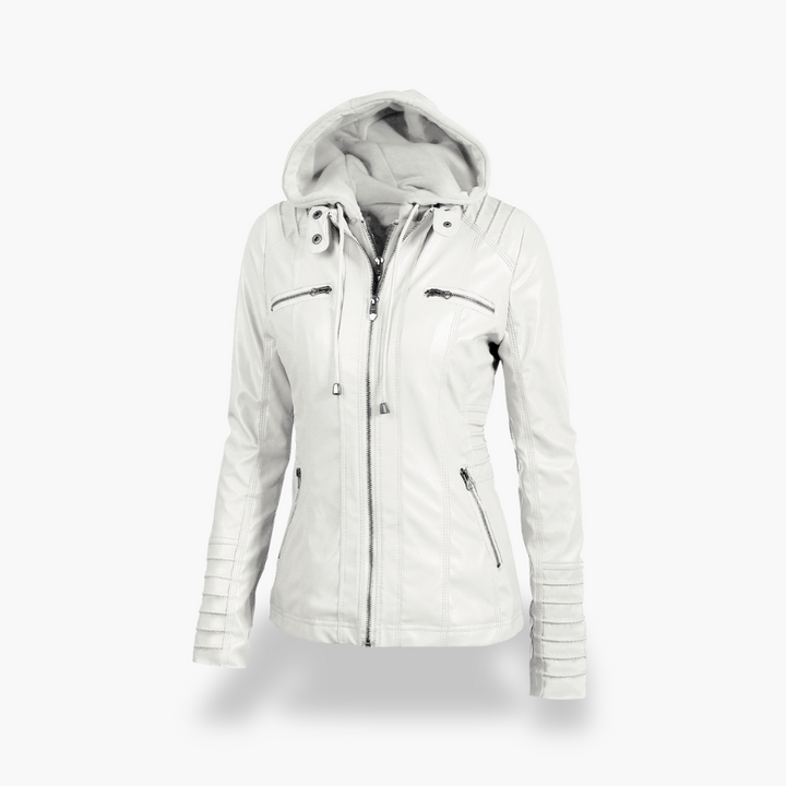 Giacca Donna in Ecopelle con Cappuccio e Zip Slim Fit | Altivaro