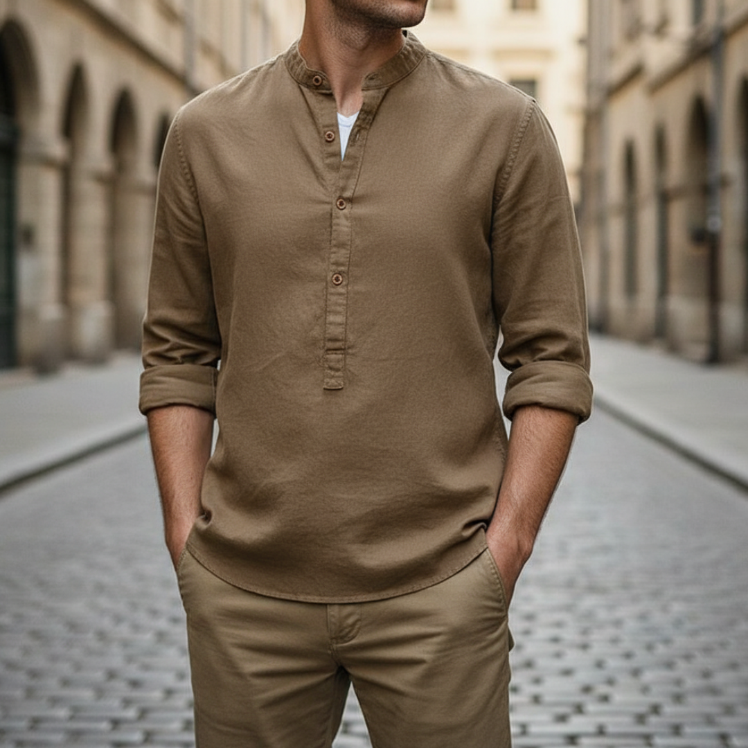 Camicia Uomo in Cotone con Colletto a V e Bottoni | Altivaro