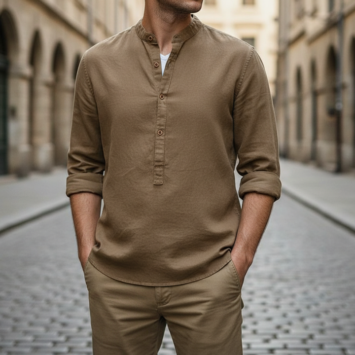 Camicia Uomo in Cotone con Colletto a V e Bottoni | Altivaro