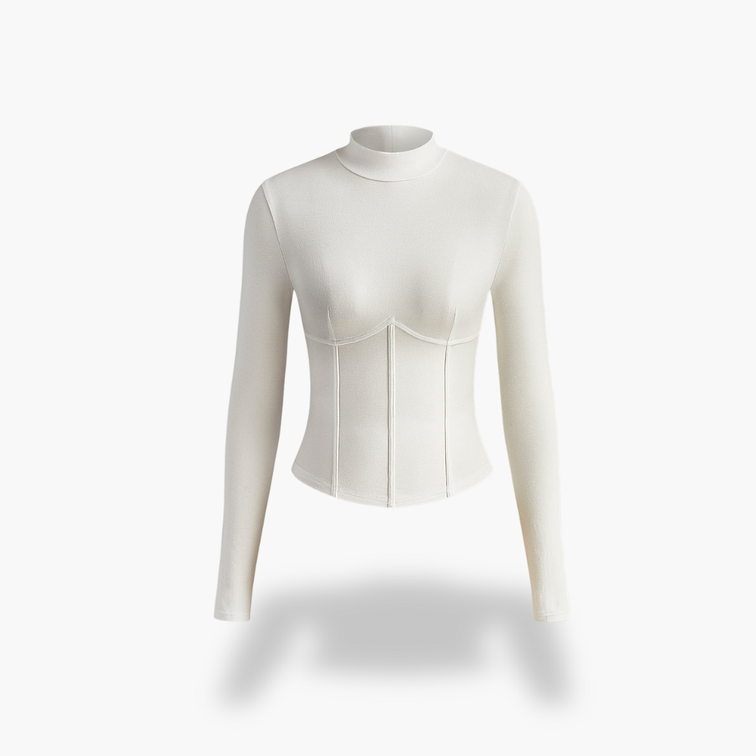 T-shirt a maniche lunghe da donna in tessuto stretch con corsetto | Altivaro