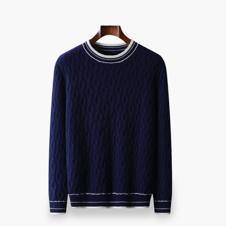 Maglione da Uomo in Maglia con Collo Tondo e Dettagli a Costine | Altivaro