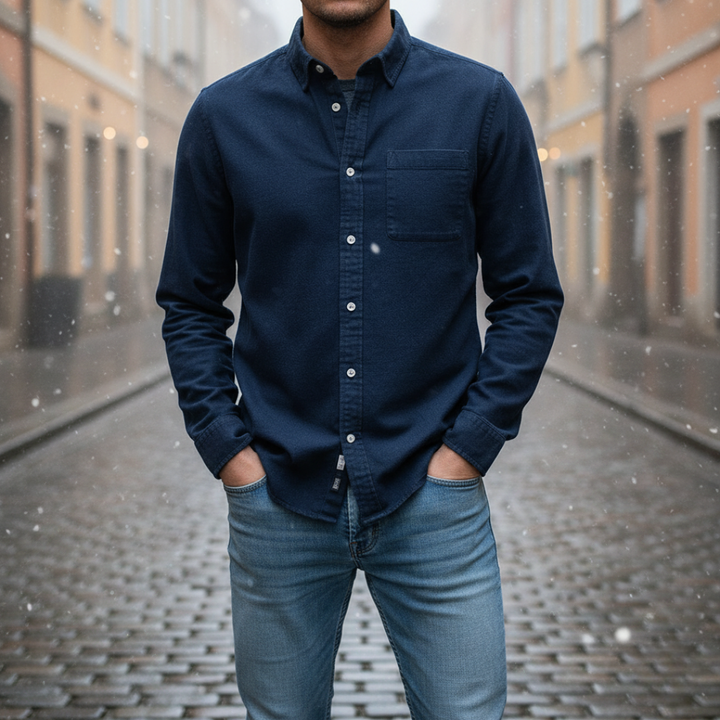 Camicia uomo in denim con taschino | Altivaro