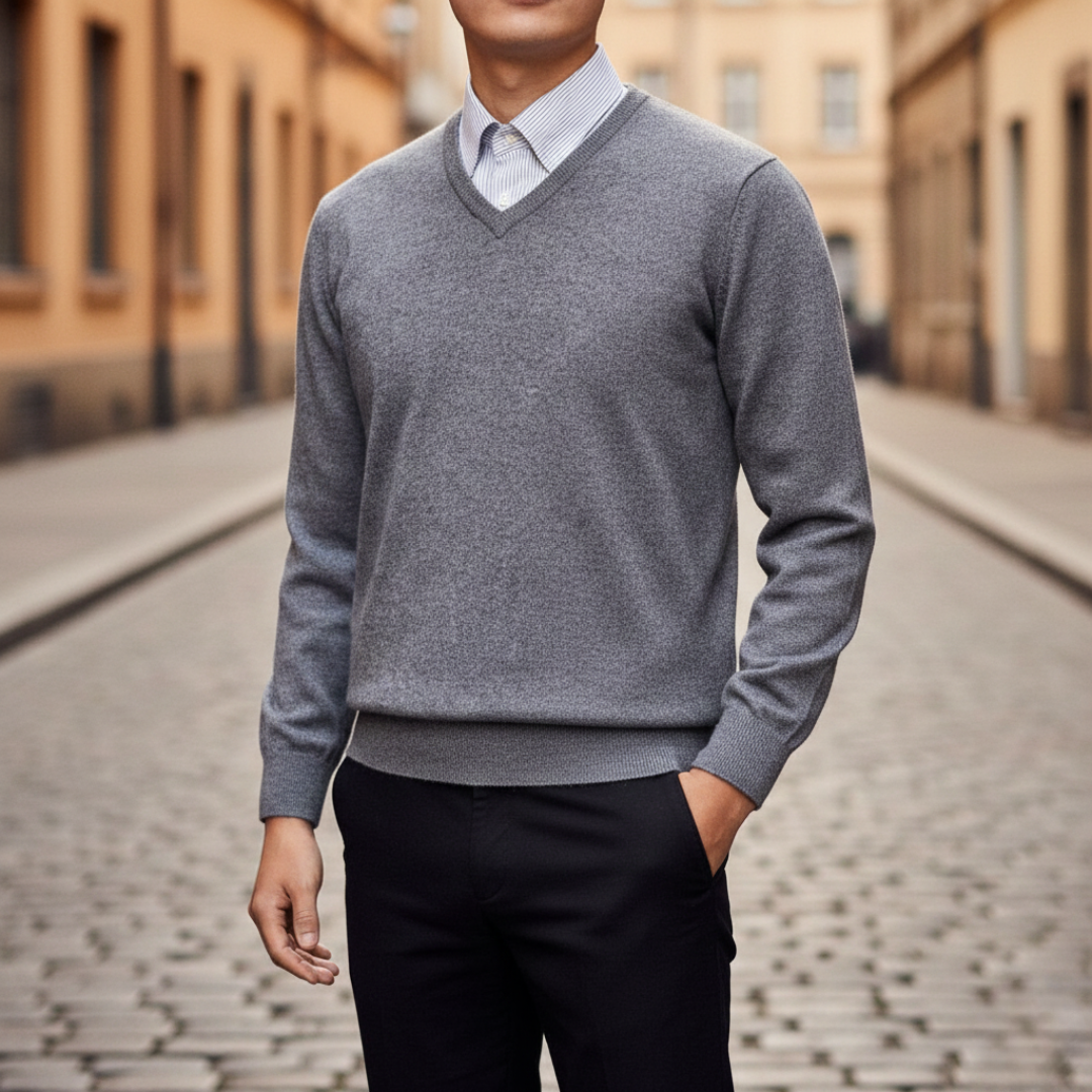 Herrenpullover V-Ausschnitt Polyester | Altivaro