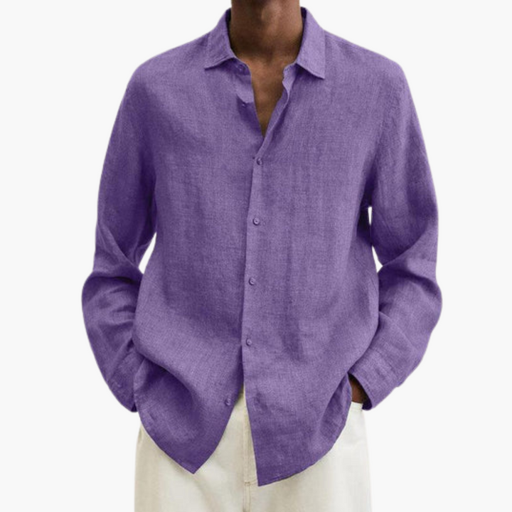 Camicia lino uomo manica lunga slim fit estiva | Altivaro