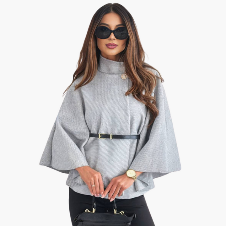 Cappotto Poncho Corto Donna con Bottoni Cintura Maniche Ampie | Altivaro
