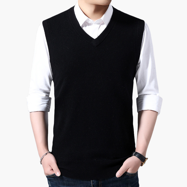 Men's Wool Vest V-Neck Thin Knit | Altivaro