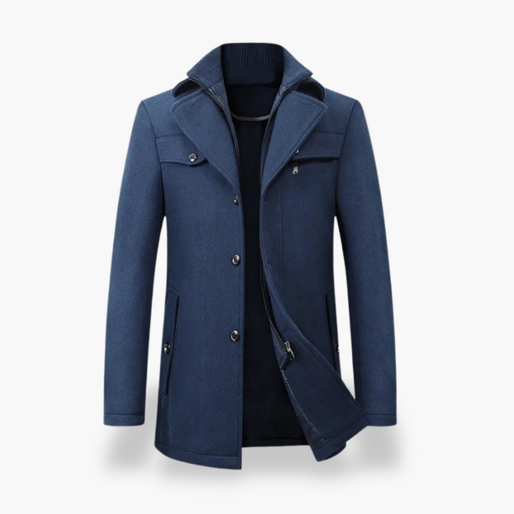 Men's Winter Wool Coat with Zip and Buttons | Altivaro