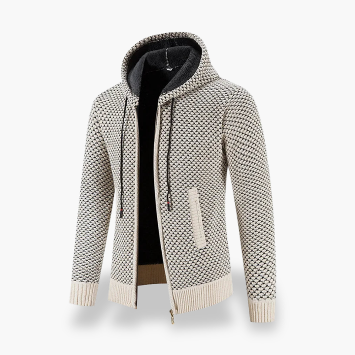 Felpa Uomo con Cappuccio e Zip a Motivo Geometrico | Altivaro