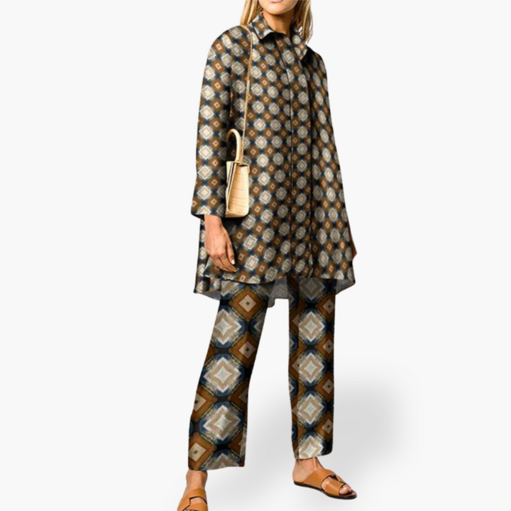 Completo Donna Stampa Manica Lunga Pantaloni | Altivaro