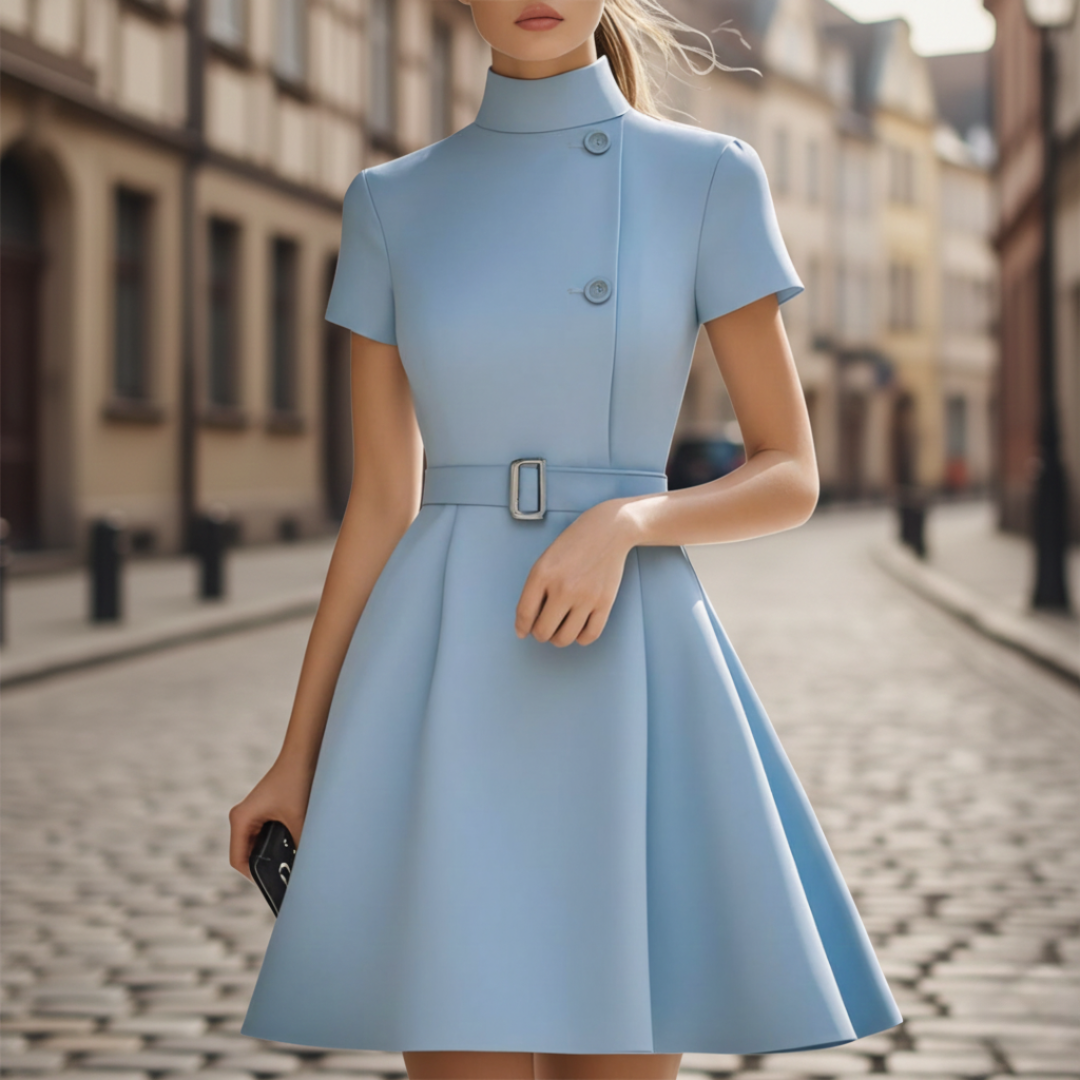 Abito Donna Elegante Collo Alto Tessuto Elasticizzato | Altivaro