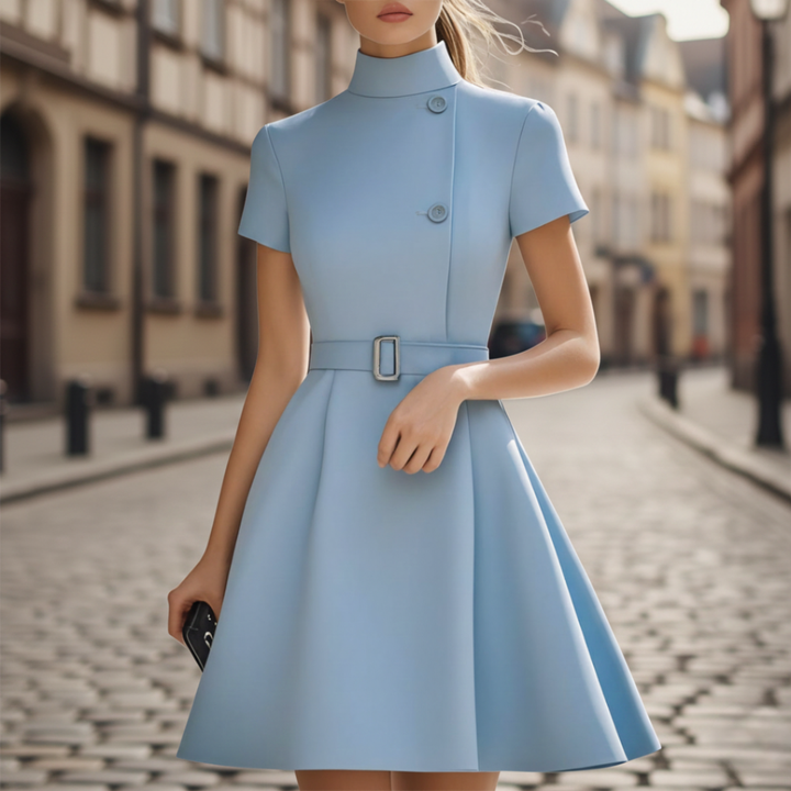 Abito Donna Elegante Collo Alto Tessuto Elasticizzato | Altivaro