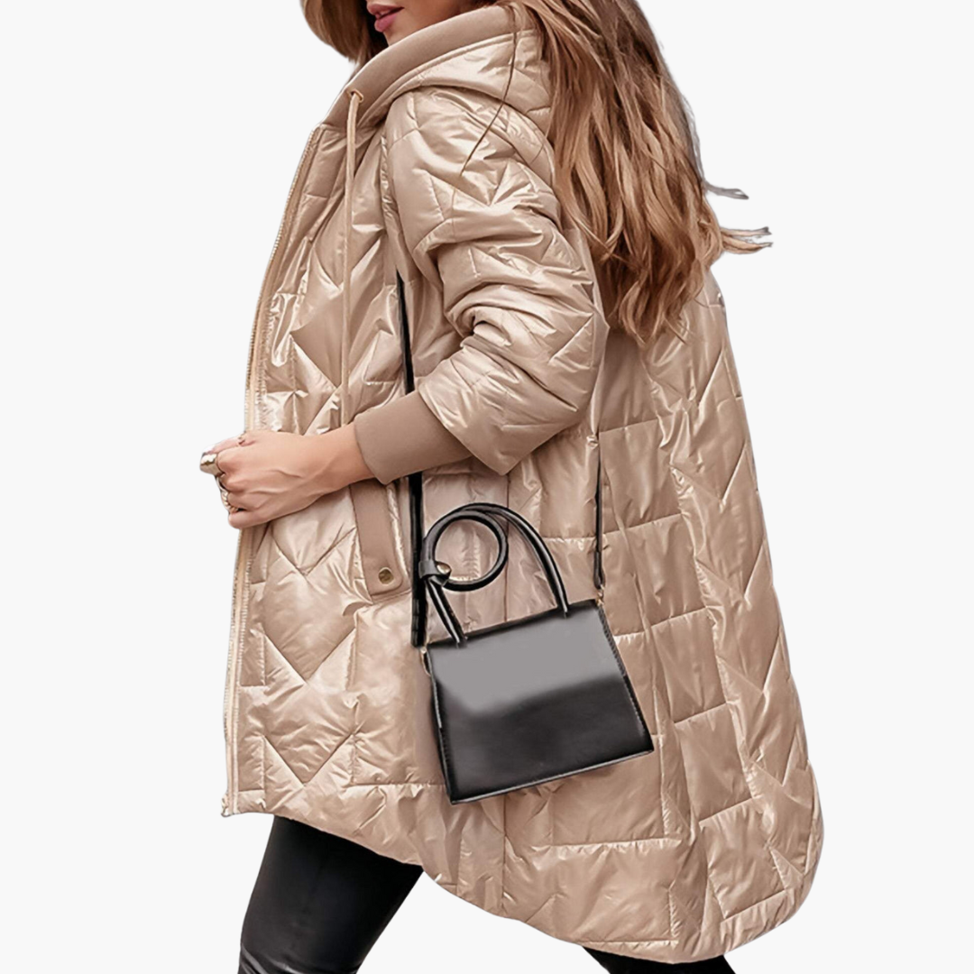 Piumino Donna Invernale Lungo Cappuccio Lucido Zip | Altivaro