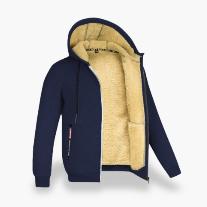 Felpa Uomo Invernale con Cappuccio Zip Foderata in Pile | Altivaro