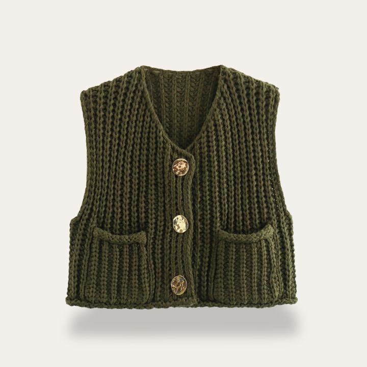 Women's Vest Knitted Vest Sleeveless Pockets | Altivaro