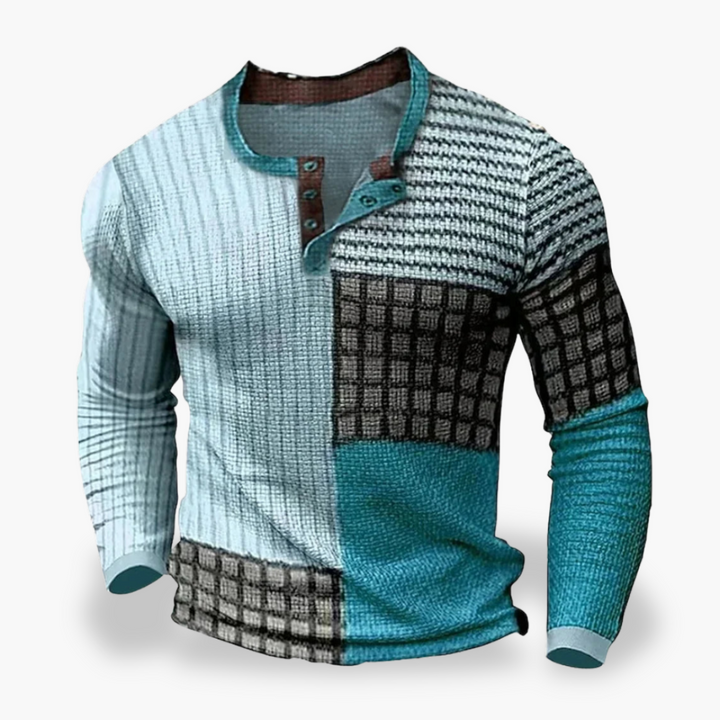 Maglia Uomo Cotone Lunga Manica Patchwork | Altivaro