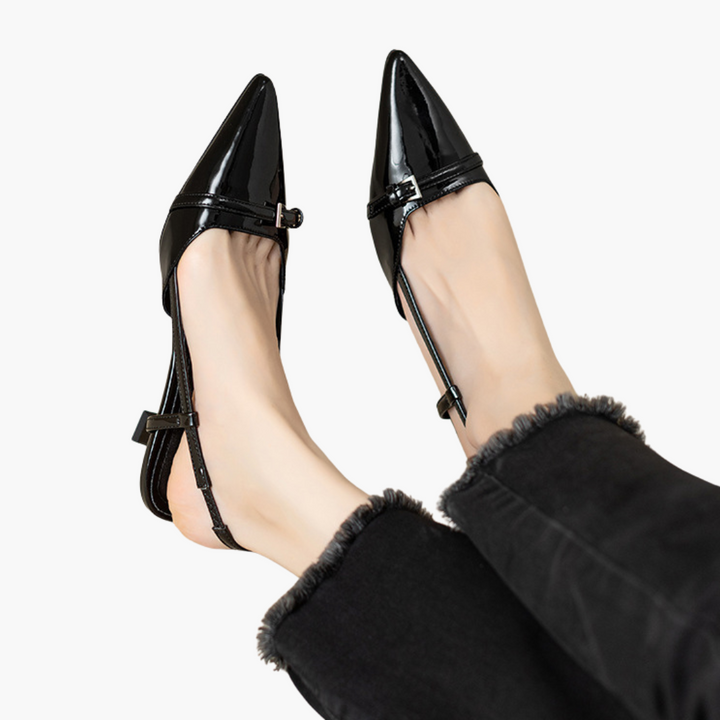 Women's Pointed Patent Leather Slingback Shoes | Altivaro