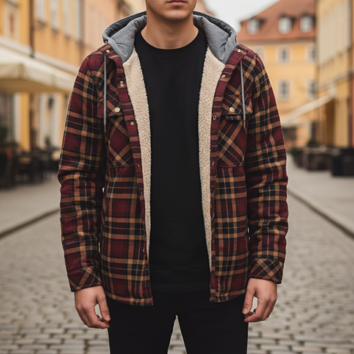 Herren Flanellhemdjacke mit Kapuze | Altivaro