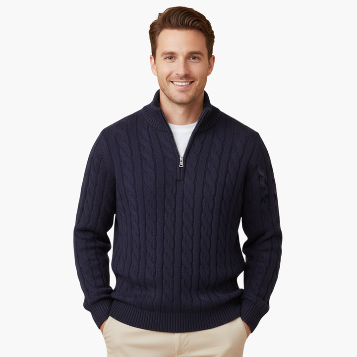 Maglione Zippato in Filo Intrecciato per Uomo | Altivaro