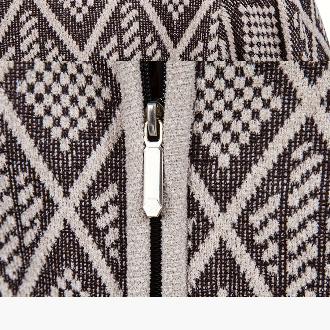 Cardigan Design a Diamante con Zip da Uomo | Altivaro