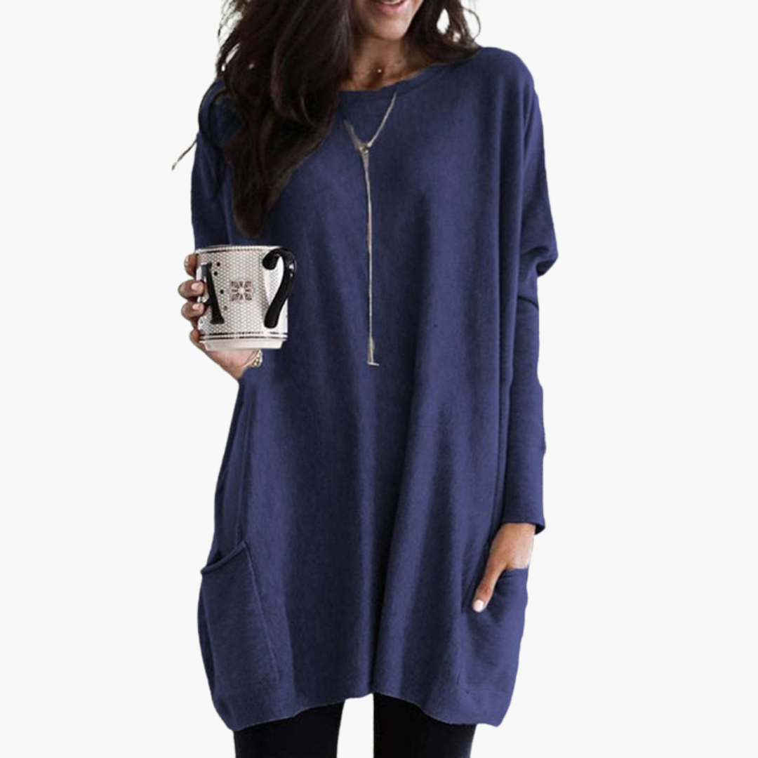 Maglione Lungo Donna Casual in Cotone con Tasche | Altivaro