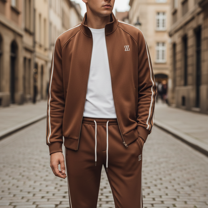 Lightweight Men's Sports Suit with Stripes and Zip | Altivaro