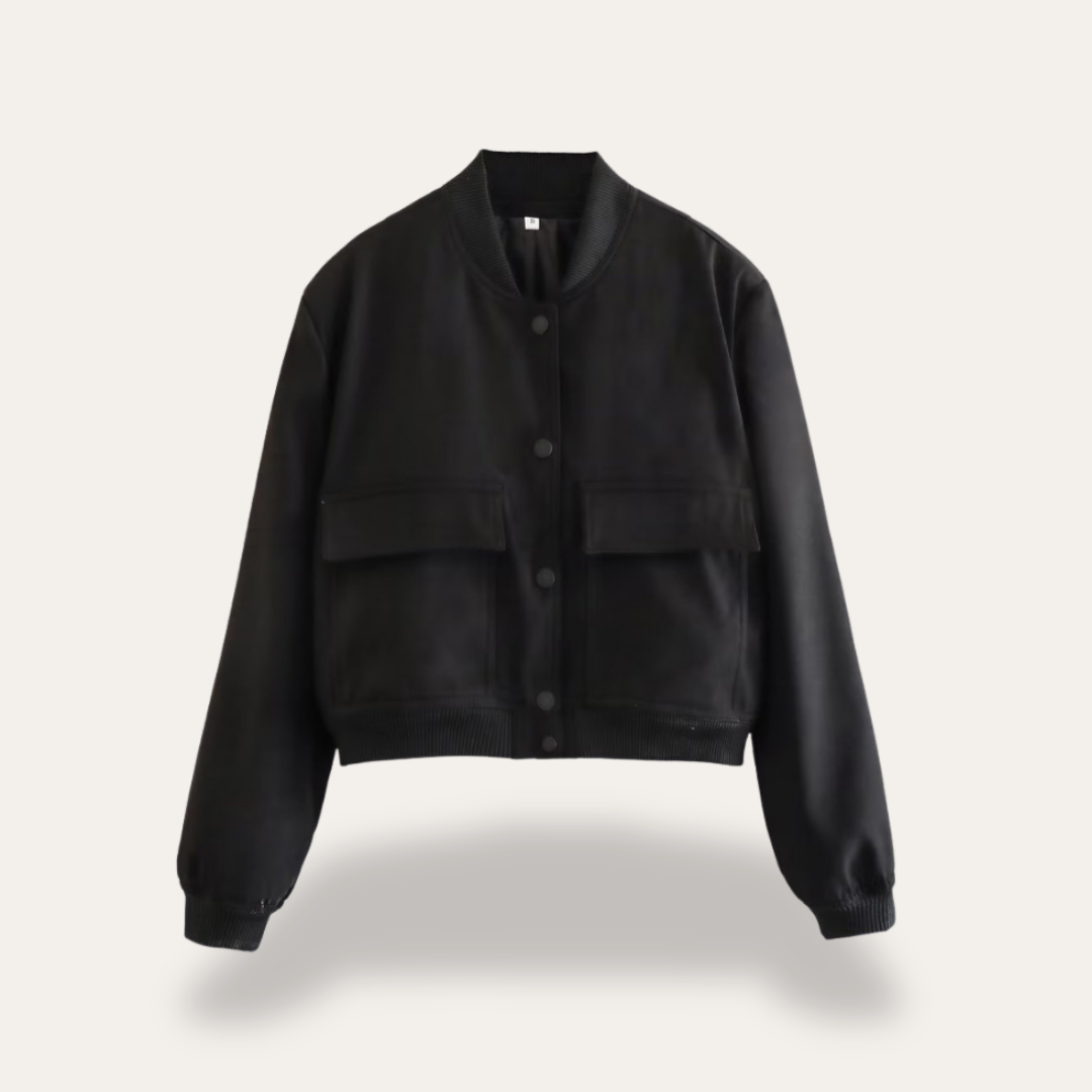 Women's Short Bomber Functional Pockets Spring Jacket | Altivaro