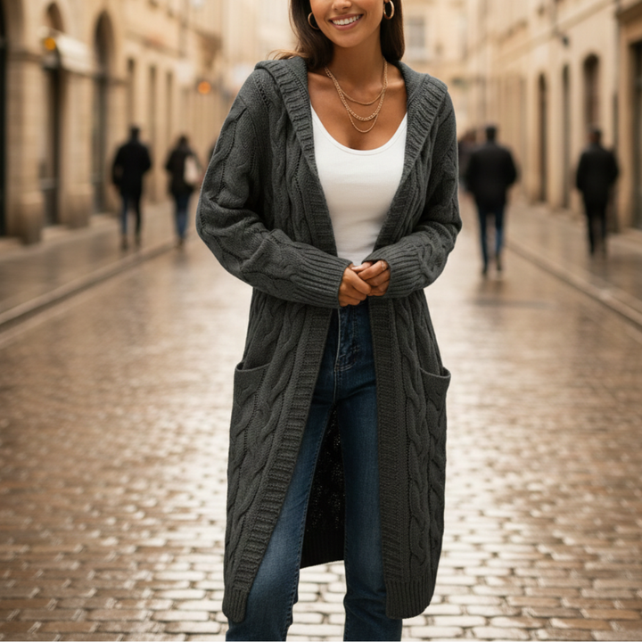 Cardigan Donna Maglia Lunga Kapuzenpullover Trikot | Altivaro