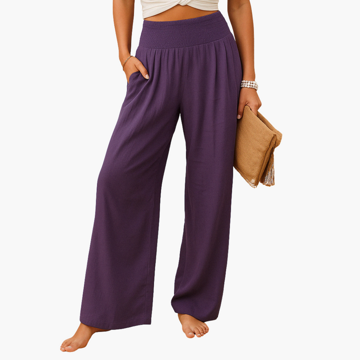 Pantaloni Donna Vita Alta Gamba Larga in Lino Estivi | Altivaro