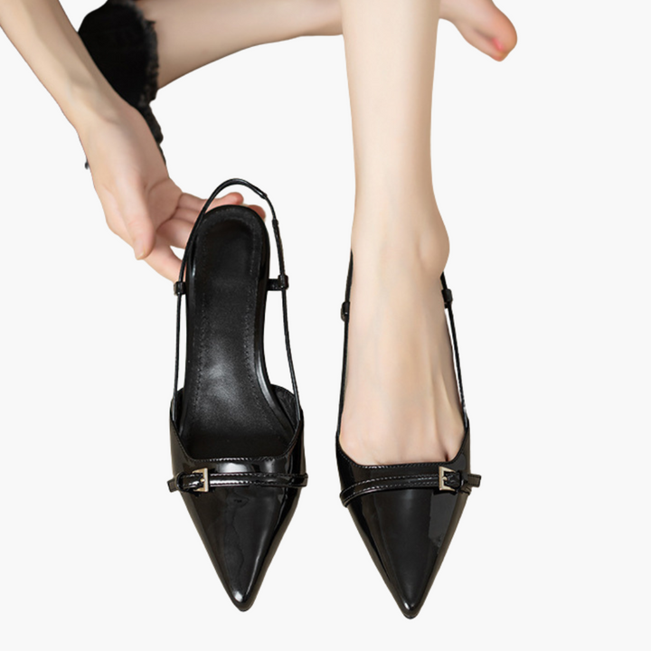 Women's Pointed Patent Leather Slingback Shoes | Altivaro