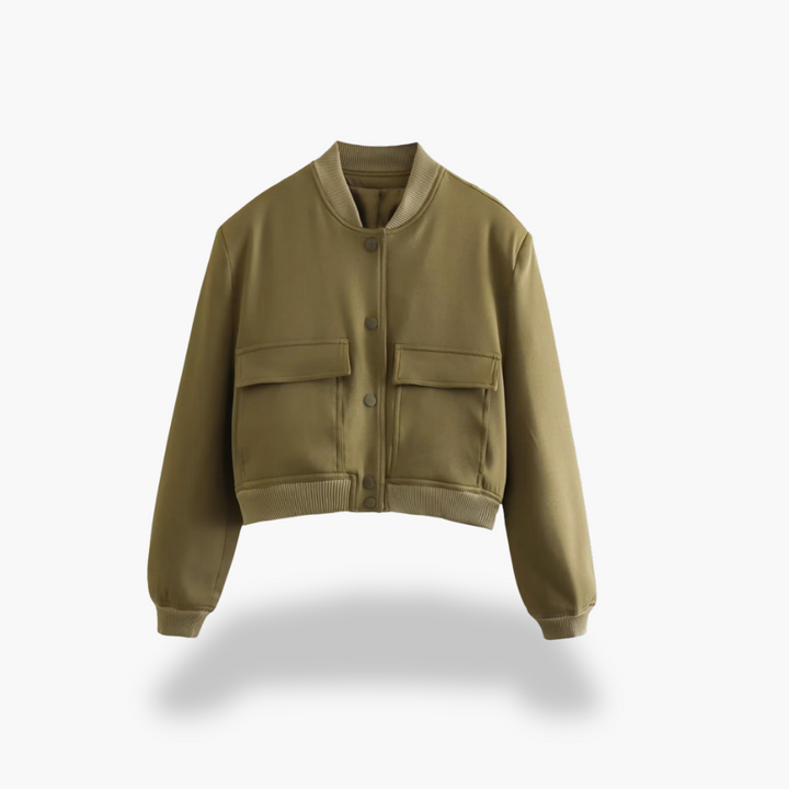 Women's Short Bomber Functional Pockets Spring Jacket | Altivaro