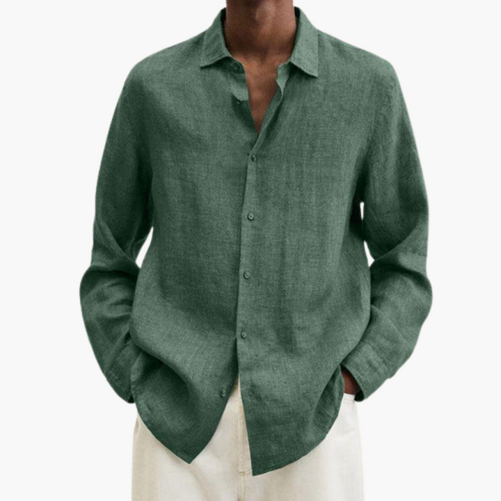 Camicia lino uomo manica lunga slim fit estiva | Altivaro