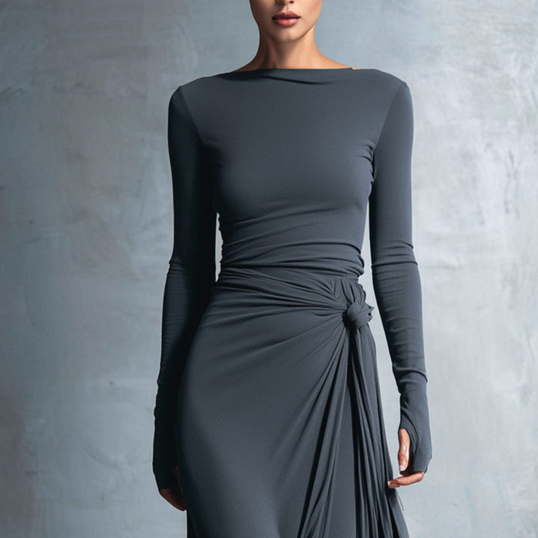 Long Draped Dress for Women in Mixed Fibers | Altivaro