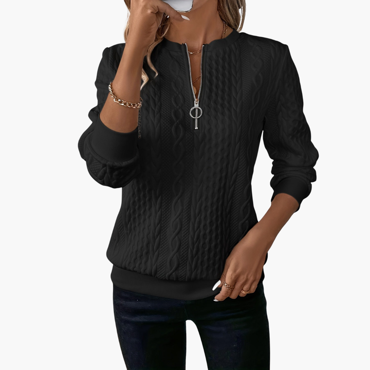 Maglione Donna a Treccia in Maglia con Zip Frontale | Altivaro