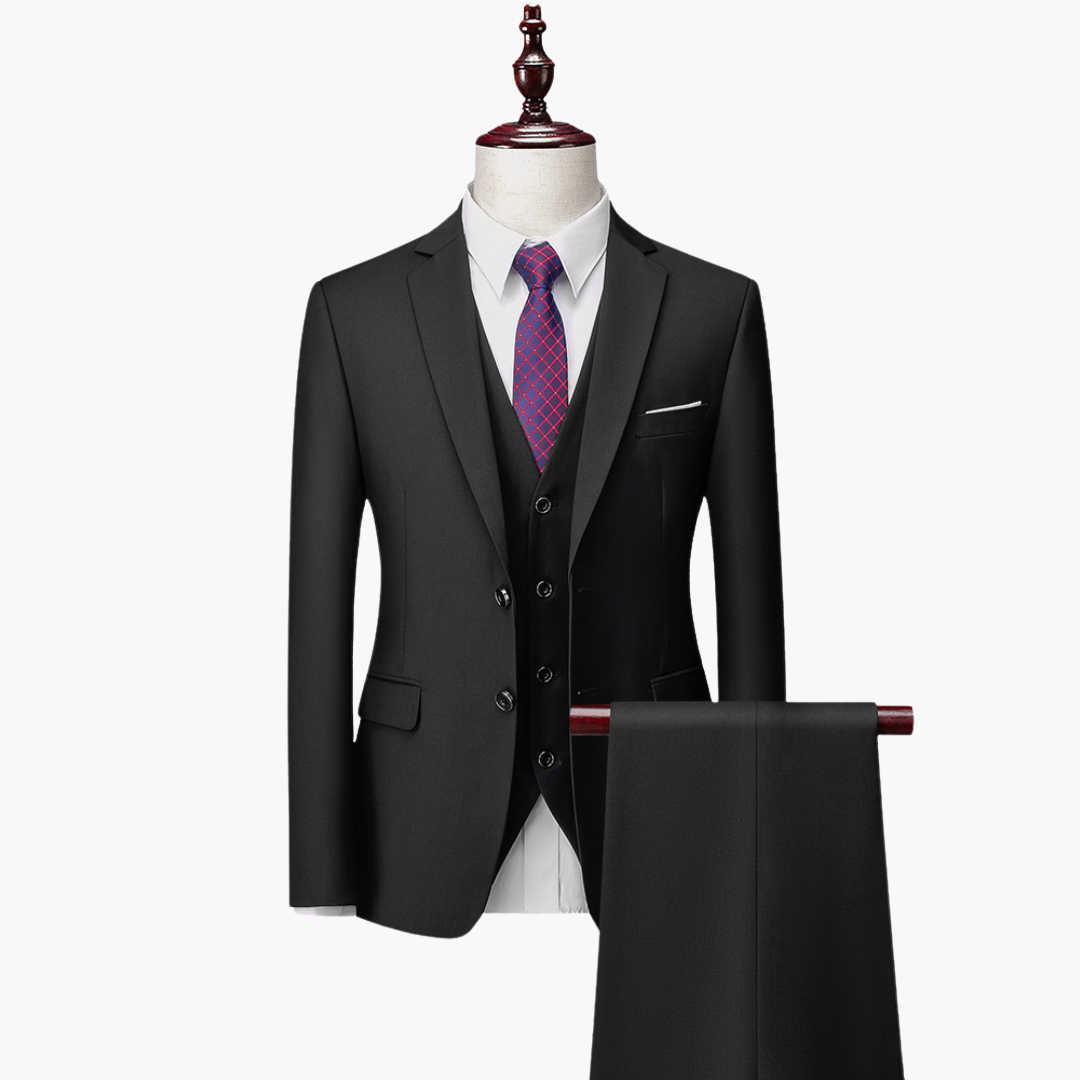 Abito Uomo Elegante 3 Pezzi Slim Fit Poliestere Blu Petrolio Cerimonia | Altivaro-Altivaro