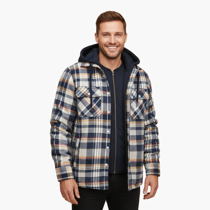 Giacca Uomo a Quadri con Cappuccio e Zip | Altivaro